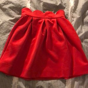 Red scalloped skater skirt